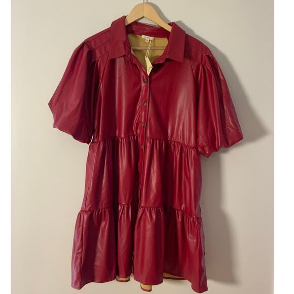 Jodifl Red Faux Leather Dress NWT size XL - Picture 1 of 7